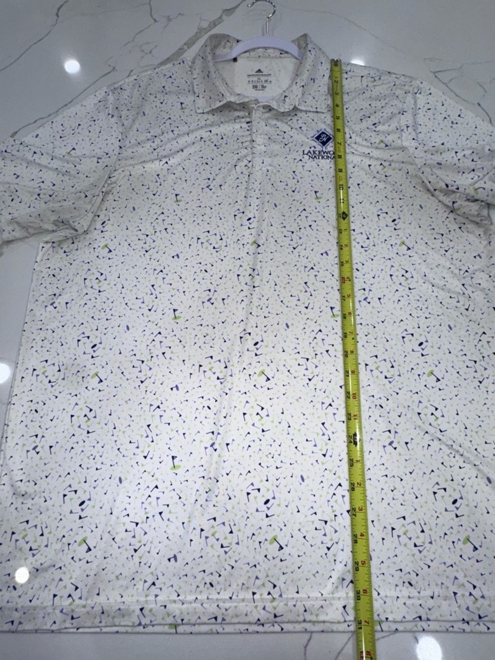 Adidas Golf Lakewood National Polo Men's XL Off White Flag Print Parley - Picture 7 of 10